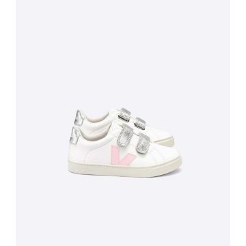 Kids' Veja ESPLAR CHROMEFREE Shoes White/Pink | SG 731PJJ